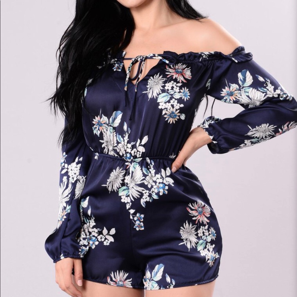 Navy Floral Romper Fashion Nova